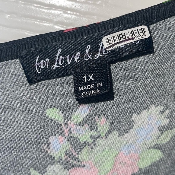 FOR LOVE & LEMONS Wilson Mixed Print Front Cutout Ruched Midi Dress Size 1X - Picture 11 of 11